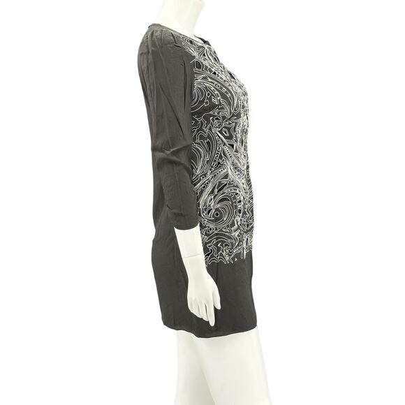 Tibi Dress Womens 4 Gray Kia Eyelet Embroidered Silk Mini Ruched Shift Boho Club - Picture 3 of 7